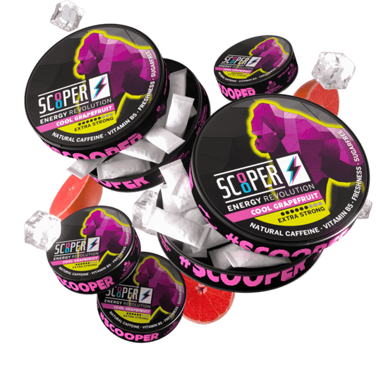 5 cans of cool grapefruit caffeine pouches nicotine free snus